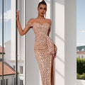 Women's One-Shoulder Sequin Sexy Evening Gown Party
