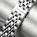 Unisex Steel Band Fits Tissot Western Longines 7 Links Stainless Flat Opening Curved 22mm Precision Steel Band