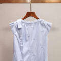 Blue Flutter Sleeve Embroidered Bow Dress, High-End Summer New