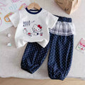 Girls' Colorful Stripe Long Sleeve Two-Piece Set - Cute Cartoon Style