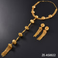 18K Middle East Jewelry Gold Plated Sing K Fringe Flower Net Form Necklace Earrings Set Africa Accessory Overseas Wholesale