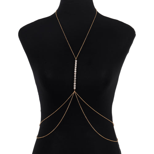 Western Fashionable Elegant Geometric Solo Row Rhinestone Chain Claw Chain Fit Chain Ins Breeze Statement Simple Sensual Chest Chain