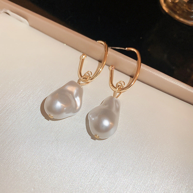 French Vintage Geometric Pearl Drop Earrings - view 9