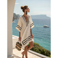 Bohemian Print V-Neck Loose Beach Dress, Summer Sun Protection