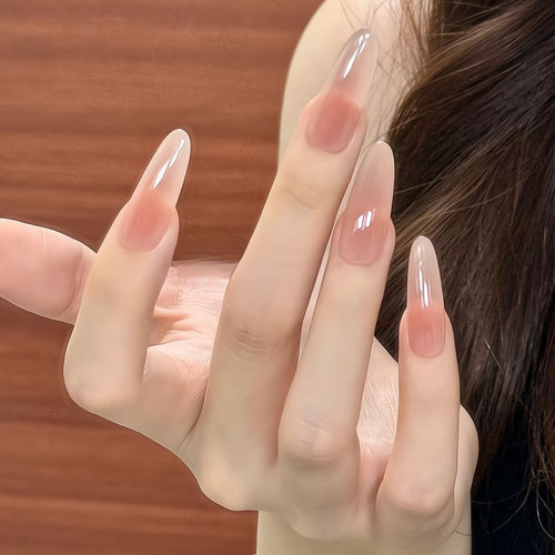 裸色显白可拆卸假指甲轻奢甜美指甲贴美甲贴纯手工美甲穿戴甲