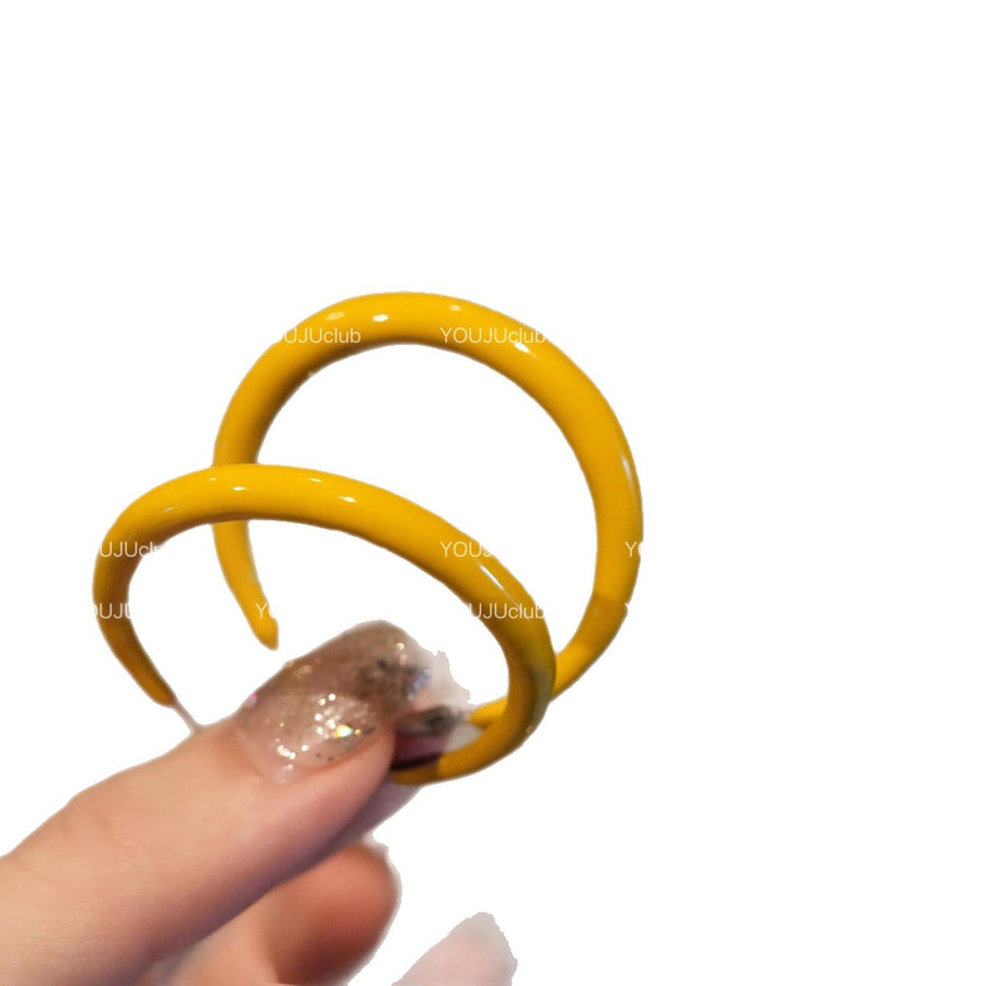 Yellow Flower Geometric Stud Earrings - view 5