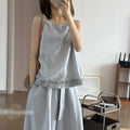 Korean Fashion Sleeveless High Waist Wide Leg Pants + Tank Top Set
