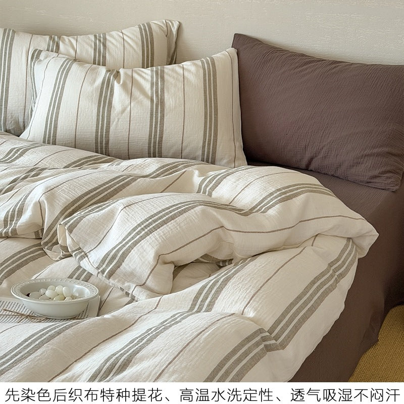 Sailor Holiday Striped Crinkle-Gauze Cotton 4-Piece Bedding Set - view 3