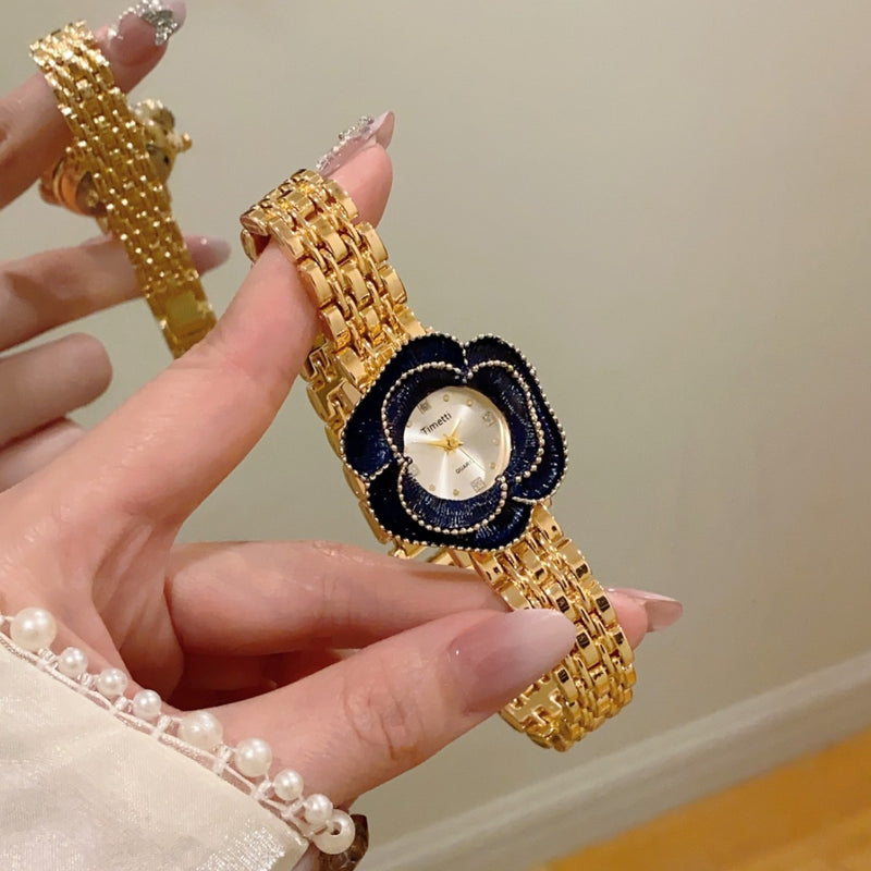 跨境气质花朵形女式手表复古百搭高级感新款小众大表盘精致时尚