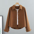 Women's Fall Workwear Korean Long Sleeve Loose Cropped Shirt + Jacket 2026 - Apricot