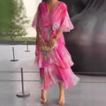Gradient Print Layered Dress - European Style Fashion Dress for Spring Summer