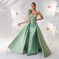 Women's Strapless One-Shoulder Sequin Waist-Cinching A-Line Classic Socialite...