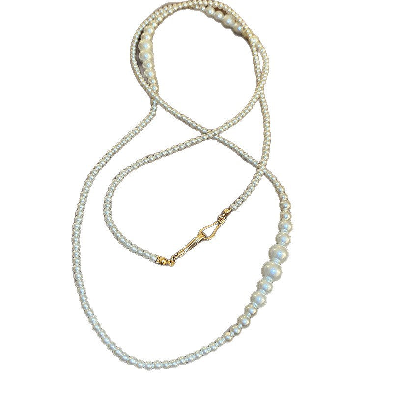 French Layered Glass Pearl Necklace - view 5
