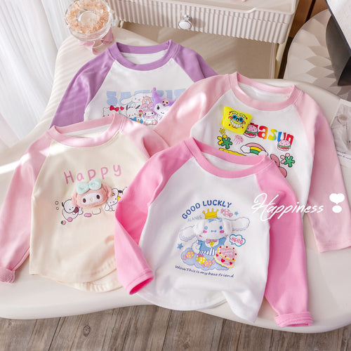 Girls' Cartoon Print Fleece Knit Top with 3D Plush - Winter