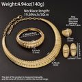 EU/US Import Dubai 18K Gold Moon Necklace Earrings Set Ring Bracelet Set India Women Banquet Jewelry Set