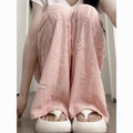 Summer Sporty Drapey Crystal Elastic Straight Leg Wide Leg Pants + Pants