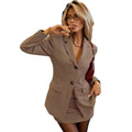 2025 Fall British Houndstooth Blazer + Pencil Skirt Two-Piece Set