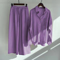 Fall-Winter Artistic Retro Plus Size Linen Cotton High Waist Loose Shirt + Pants 2-Piece Set