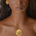 Middle East Bead Gem Bestseller Jewelry Vintage Breeze 3D Texture Round Brand Lace Trim Pendant Necklace Earrings Set Women Overseas