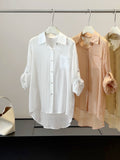 Summer Korean Slimming Tencel Lace Patchwork Sun-Protection Loose Cardigan + Shirt
