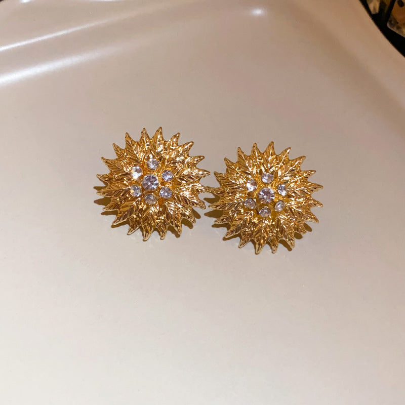 Rhinestone Flower Oval Pearl Drop Earrings - view 10