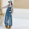 Girls' Distressed Denim Overalls Striped Tee Set