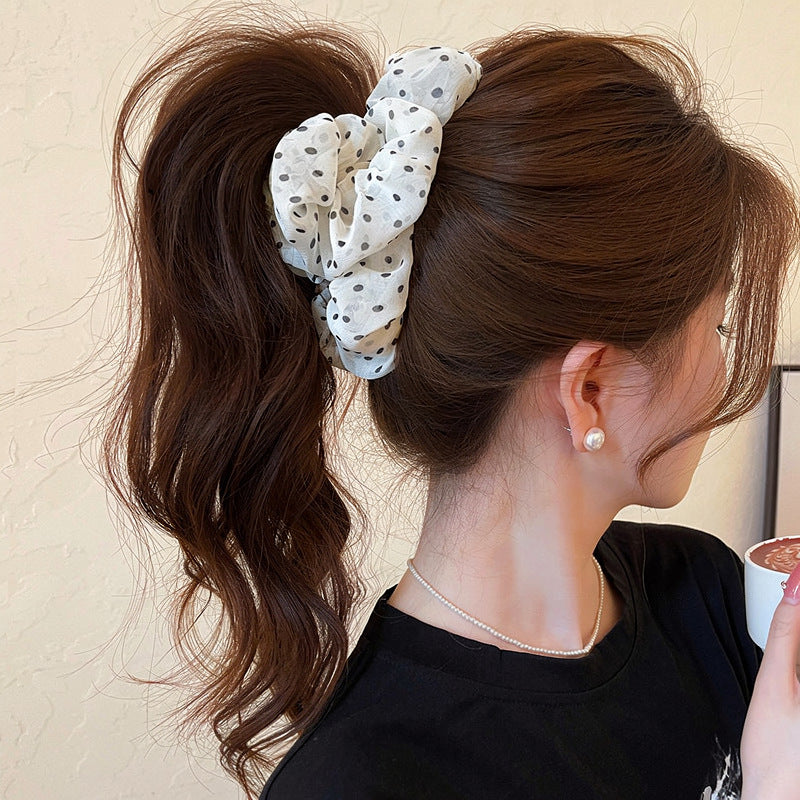 Korean Polka Dot Fabric Hair Claw Clip - view 6