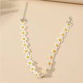 Western Small Daisy Choker Fresh Collarbone Bead Collar Sweet Embroidered Necklace Maiden Simple Necklace N6072