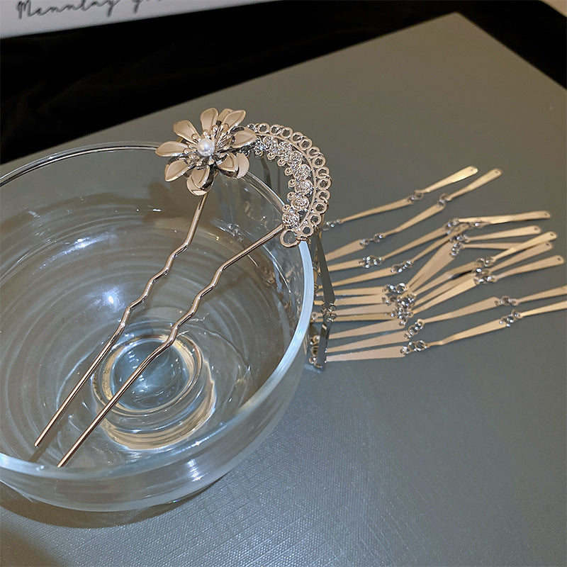 Pearl and Flower Tassel Hair Stick - view 2