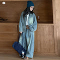 Girls' American Retro Denim Jacket Wide-Leg Pants Two-Piece Set