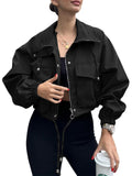 Women's Fall Cropped Jacket 2026 | Trendy Jacket - Khaki