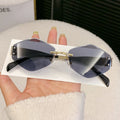 Rimless Beveled Polygon Women Sunglasses Premium Light Luxury Gold Silk No Rim Sunglasses Driving Sun-Proof Glasses