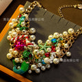 New Heavy-Duty Vintage Breeze Necklace Full Diamond Beauty Fish Ocean Motif Necklace Fashionable Elegant Collarbone Necklace Accessory