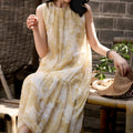 Cool Ramie Printed Sleeveless Loose Camisole Long Dress