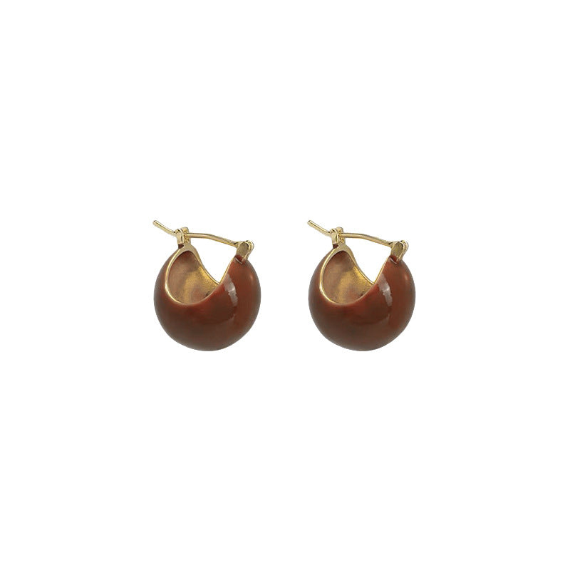 Vintage Brown Color-Block Statement Earrings - view 5