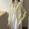 Women's Summer Casual Fashion Tencel Sun-Protection Lightweight Cardigan + Shirt + Ja - Apricot