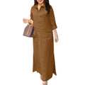 Solid Lapel Long Sleeve Casual Long Dress, 2026
