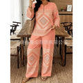 Women's Ethnic Long Sleeve Lace Trim Set 2026 | 2 Piece Outfit Set - White