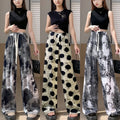 Summer Chinese Casual Printed Wide Leg Pants