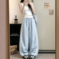 Summer Casual Slimming High Waist Striped Loose Wide Leg Pants