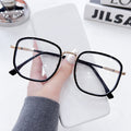 Cream White Prescription Glasses Frame Women With Rx Anti-Blue-Light Photochromic Glasses Bare Face Big Frame Display Face Slim Plano