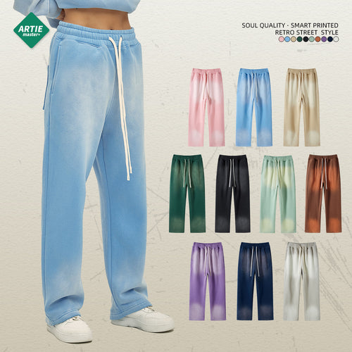 ARTIE Men's Fall/Winter 360G Spray-Dye Distressed Washed Faded Casual Pants