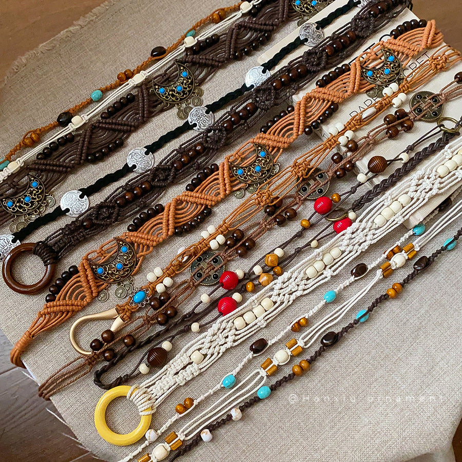 Bohemian Wooden Bead Waist Chain Belt - view 2
