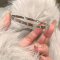 Light Luxury Premium Full Diamond Bangle Women Silver Titanium Fade-Resistant Bangle Bracelet New Couples Hand Jewelry Item