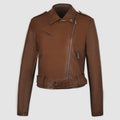 Women's Minimal Lapel Collar Cropped Belt Jacket 2026 | Trendy Jacket - Red