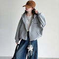 Girls' Star Decor Zipper Hoodie Denim Jeans Set