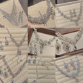 Banquet Luxury ~ Rhinestone Geometric Teardrop Stud Earring Necklace Set Fashionable Clavicle Chain Light Luxury Premium Necklace Women