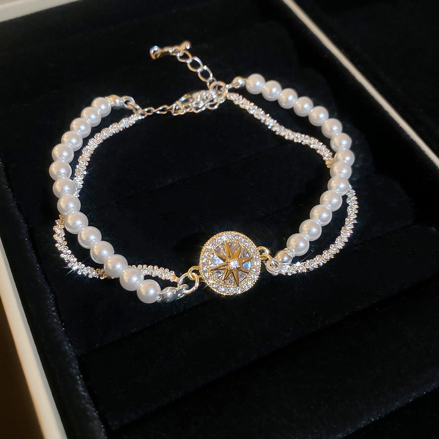 Zircon Beaded Butterfly, Flower and Pearl Bracelet - view 4