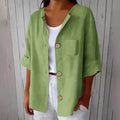 Summer Retro Fashion Linen Cotton Short Sleeve Loose Cardigan + Shirt