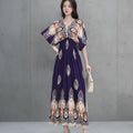 Women's Summer Chinese French Short Sleeve V-Neck Printed Dress + Skirt 2026 - 1-1#